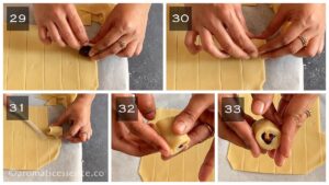 Wrappi the date in pastry dough to make the rolls