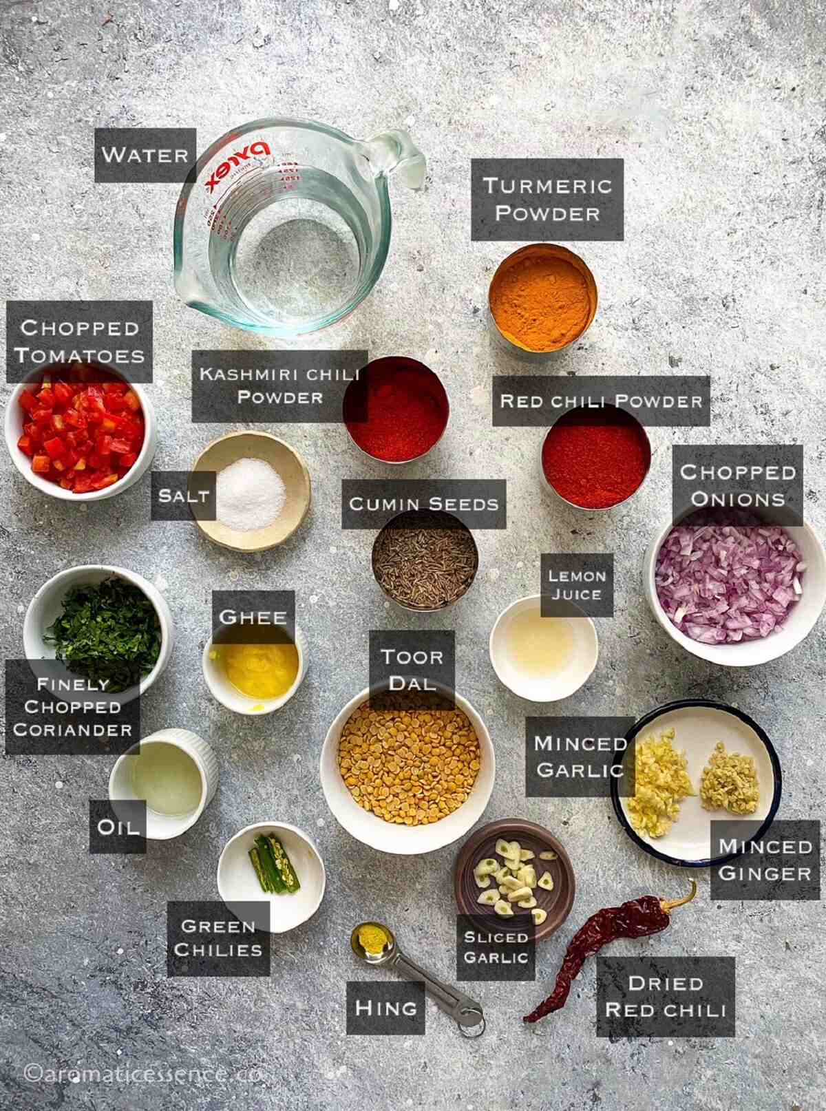 Ingredients needed for toor dal
