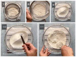 Mixing dry ingredients for the pancake batter
