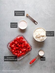 Ingredients needed for strawberry lassi