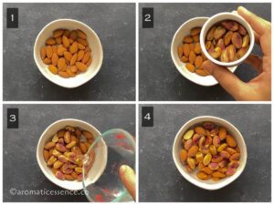 Almonds and pistachios soaked overnight in water