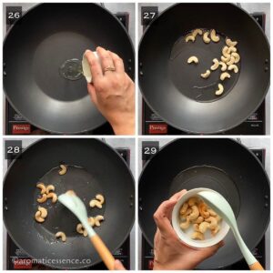 Cashew nuts sauteed until golden brown and set aside