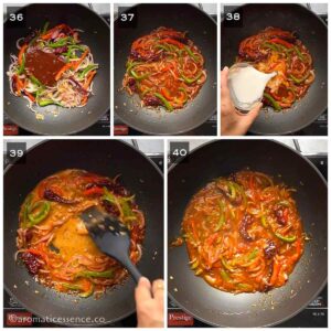 Sauce mixture and corn flour slurry added