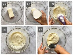 Cream cheese and sugar mixed until smooth and creamy