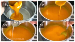 Mango pulp and lemon juice added to agar agar solution