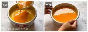 Mango jelly poured over the set cheesecake
