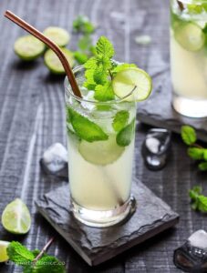 Close-up shot of virgin mojito mocktail