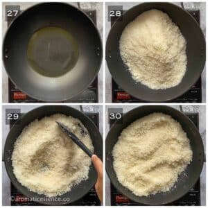 Desiccated coconut roasted in ghee