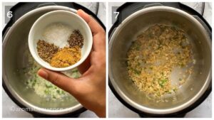 Seasoning mix sauteed for few seconds