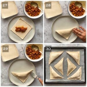 Assembling of paneer puff