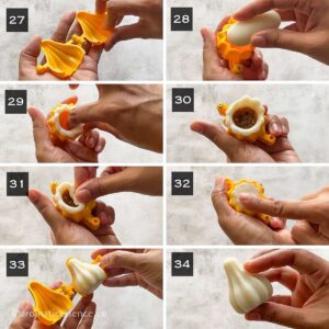 Demonstration of making modak using a modak mould