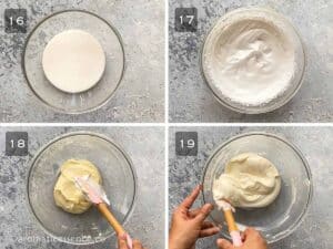 Cream whipped to stiff peaks and folded gently into the cream cheese mixture
