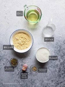 Ingredients needed to make sweet boondi