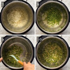 Sauteing diced onions and celery in butter and bacon grease