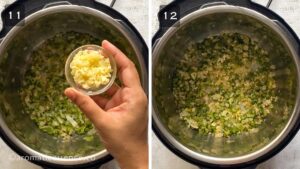Minced garlic added and sauteed until fragrant