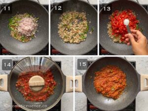 Onion and tomatoes along with salt added to the tempering