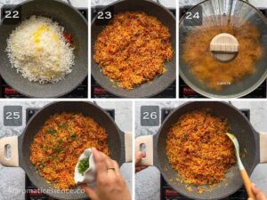 Cooked rice mixed with onion-tomato masala