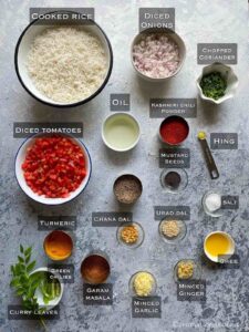 Ingredients needed to make thakkali sadam