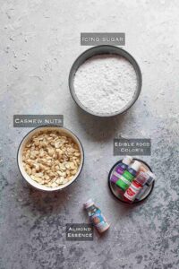Ingredients needed for marzipan without egg
