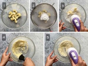 Cream butter and sugar until light and fluffy