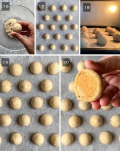 Dough rolled into 1-inch balls and baked