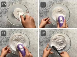 Whip cream to stiff peak consistency